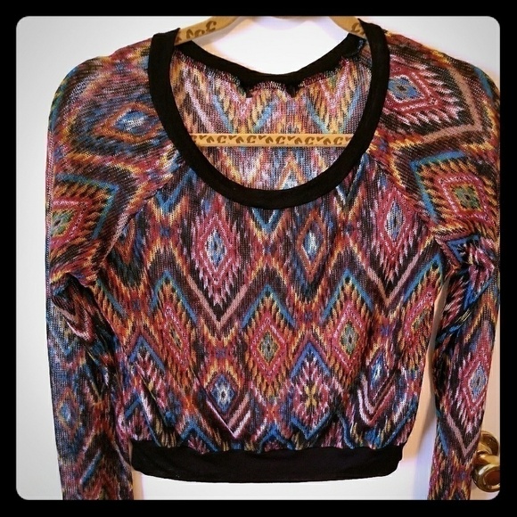 PAPAYA M Sheer Mesh Blouse Top - Picture 1 of 6